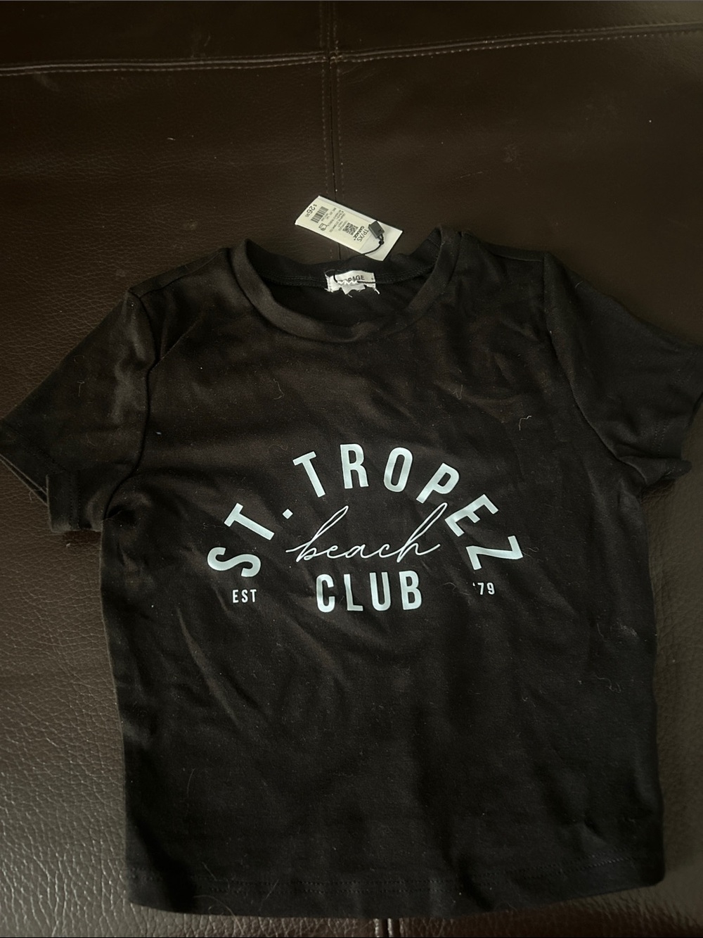 Garage Black Tee with Light Blue 'St. Tropez Beach Club' Graphic